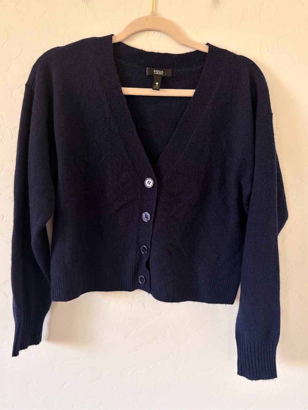 Aqua Cashmere Navy V-Neck Button Cardigan Sweater Size XS